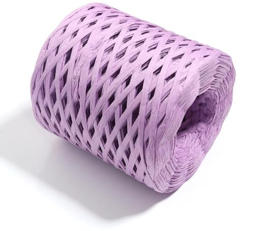 GreatRise 200 Meter Raffiabast Papierband Raffia Papierschnur Band Geschenkband Bindebast Dekoration Bastelband Dekoband für Verpackungen DIY Dekoration Blumensträuße Kunst Handwerk Lila