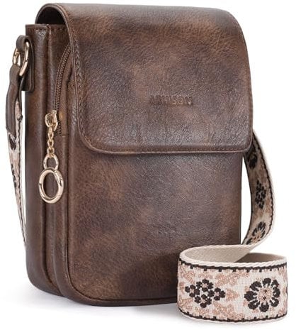 APHISON kleine Handytasche zum Umhängen rfid blocker Umhängetasche für Handy veganem Leder Crossbody Bag Damen mit Geldbörse Verstellbar Breiter Gurt abnehmbarer Schultergur