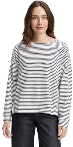 TOM TAILOR Damen 1047719 Sweatshirt mit Streifenmuster