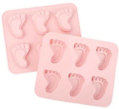 Tabanzhe Baby Feet Silicone Mould-2PCS 3D Baby Footprint Chocolate Moulds Baby Shower Party Cake Decoration Baking Mould for Cupcake Topper Candy Ice Jelly Soap DIY Making