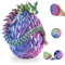3D Drache im Ei – Drachenei mit Drache 36 cm Figur | 12 cm Großes Ei | Multicolor Überraschungsdrache in Blau-Grün-Violett | Schlüpfende Bewegliche Figur für Kinder, Sammler & Fantasy-Fans