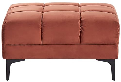 Beliani Ecksofa mit Ottomane Samtstoff rot gesteppt rechtsseitig Schlaffunktion Alnes
