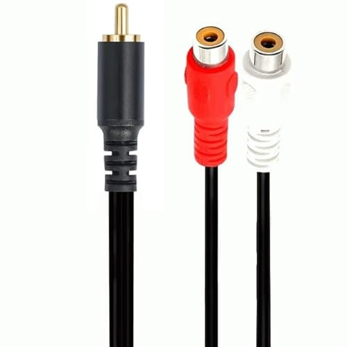 TECHZOCO Cable de Audio Macho a Doble Hembra, Divisor de Sonido Mono, Compatible con Subwoofer, Amplificador, Tocadiscos, Receptor y Cine en Casa, Longitud 0.20 Metros