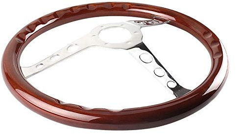 Lenkrad Auto,Steering Wheel Car Modified Lenkrad 380MM Massivholz-Lenkrad Oldtimer-Hip Hop Retro Universallenkrad