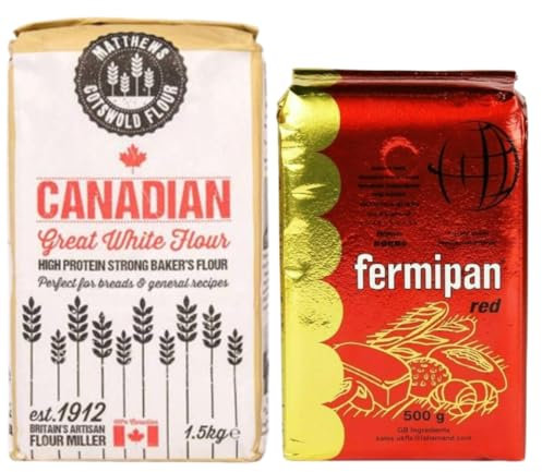 Matthews Strong Canadian Bread Flour 1.5kg & Fermipan Instant Dry Yeast 500g – High Protein 14% for Artisan Baking, Sourdough, Bread Makers & Dough Kneading – White Flour & Fermipan Yeast for Soft