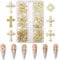 Cross Nail Charms, 60 Pcs 3D Nail Charms Gold Nail Art Crosses Nail Rhinestones and Gems Metal Punk Nail Jewelry Nail Studs for Women Girls Nail Decorations Accessories (B Gold)