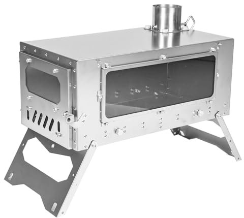 Magma Réchaud chaud en titane, léger et portable, peut être connecté au four inférieur amovible, réchaud de camping avec cheminée pour randonnée, chauffage de tente, cuisine (sans four)