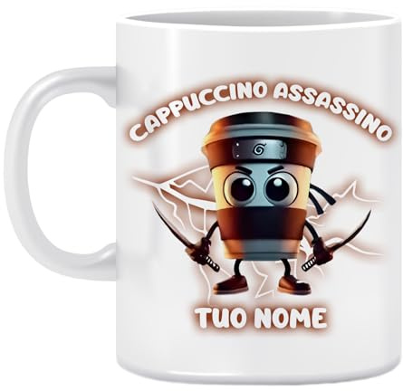MOCHEIA SHOP Tazza Mug con Personaggi Brainrot Meme Italiano Personalizzabile con Nome in Ceramica misura 11 oz. (CAPPUCCINO)