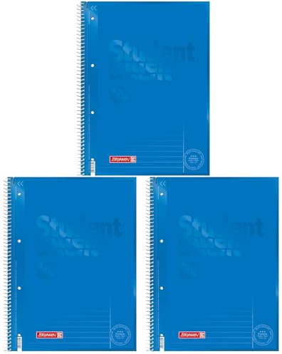 BRUNNEN Collegeblock Premium Student Colour Code | A4, Lineatur 25, 80 Blatt, azur (A4 (Packung mit 3))
