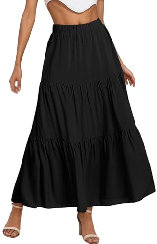 Jupe Flamenco Femme Trapeze Taille Haute A-Ligne Longue Boheme Tour De Elastique Casual en Chiffon Dress Plage Mariage Grande