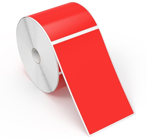Meitaat 500 Rote Aufkleber Selbstklebende Etiketten 12,7 × 7,6 cm | Rechteckige, Ablösbar, Vinyl Klebeetiketten, Wasserfeste Sticker Rolle Für Umzüge, Aufbewahrung und Lagerung