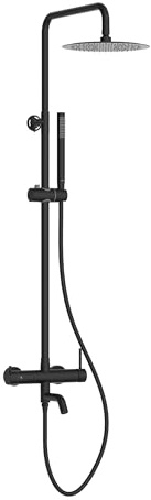 Balneo Colonne de Douche – Montage mural pour un usage confortable – Pommeau de douche avec douchette – Système de douche économe en eau – Confort et design – Noir – Modèle 1