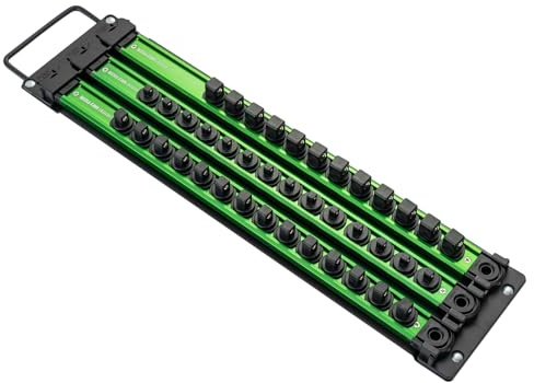 GREENSAPPIRE Socket Organizer Holder Socket Tray Tool Storage Rail for 1/4 3/8 1/2 Inch Drive Wall Mountable Holder for Garage, Home Workshop