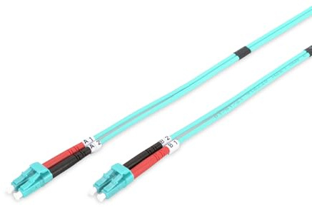 DIGITUS DK-2533-07/3 – Fibre Optic Cable OM3 – 7 m – LC to LC – Duplex Fibre Optic Cable – 1/10/40/100 Gbit/s – MM Multimode Fibre Optic LAN Cable – Fibre Type: 50/125 µ – Turquoise (Aqua)
