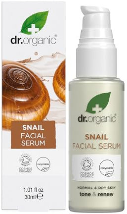 Dr Organic Snail Gel Facial Serum, Healthy-Aging, Moisturising, Mens, Womens, Natural, Vegetarian, Cruelty-Free, Paraben & SLS-Free, Organic, 30ml, Packaging May Vary