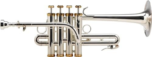 Lechgold PT-910S Piccolotrompete (Bohrung: 11,8mm, Schallbecher: 105mm, lange Bauform, hexagonale, versilberte Kappen, mit A-Stift, Mundstück und Leichtkoffer) silber