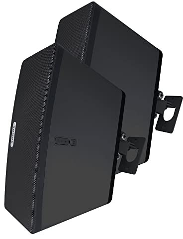 Play 3 Wall Mount Black Pair Compatible with Sonos Play:3 Only, Twin Pack, Adjustable Swivel & Tilt Mechanism, 2 Mounting Brackets Includes All Fixings