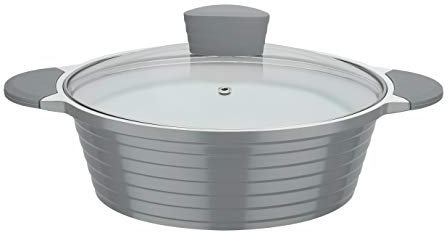 GSW Stahlwaren GmbH Alu-Guss Stieltopf, grau/transparent, 18 x 9,5 cm, 1,9 Liter