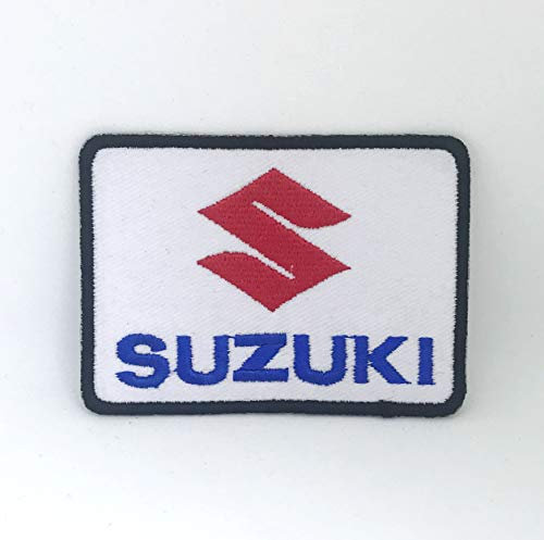 Aufnäher mit Suzuki-Logo, bestickt, Weiß
