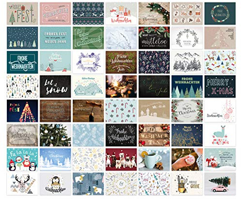 Weihnachtskarten Postkarten 56 Stück Set unterschiedliche Motive DIN A6 148x105mm - Motiv-Set 2