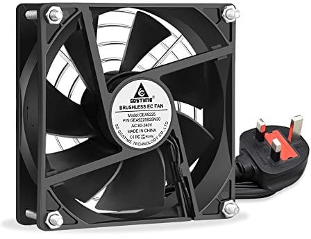 GDSTIME 92mm x 25mm AC 220V PC Fan 92mm EC 240V Computer Cooling Fan Dual Ball Bearing Brushless AC Axial for Chassis Server Cabinet Replacement