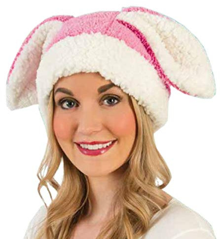 KarnevalsTeufel Plüsch-Mütze Hase für Erwachsene mit Hasenohren Häschen Osterhase (Rosa)