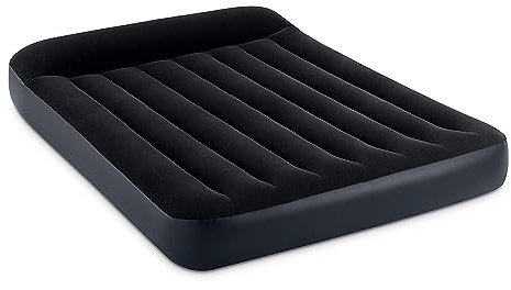 Intex 64147ED Dura-Beam Standard Pillow Rest Air Mattress: Fiber-Tech – Full Size – Built-in Electric Pump – 10in Bed Height – 600lb Weight Capacity