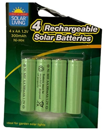 Solar Power Batteries 4 X AA Rechargeable 300mAh 1.2V NI-MH Garden Lights (4 Pack)
