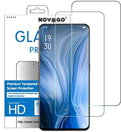 NOVAGO Compatible avec OPPO Reno 2- Pack de 2 films protection écran verre trempé résistant (films plus petits que l'écran)