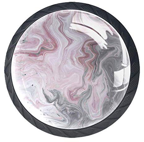 Pink Grey Marble Print Cabinet Door Knobs Handles Pulls Cupboard Handles Drawer Wardrobe 4pcs