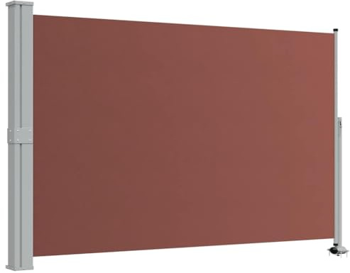 vidaXL Seitenmarkise Ausziehbar Sonnenschutz Sichtschutz Windschutz Seitenrollo Markise Balkon Garten Terrasse 160x300cm Braun Stoff Eisen