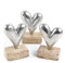 Logbuch-Verlag 3 Herzen Metall & Holz Metallherzen Symbol Geschenk Valentinstag Hochzeit Geburtstag Liebe Silber 13 cm