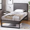 Zinus Christina Bett 90x200 cm - Höhe 36cm mit Stauraum unter dem Bett - Metall Plattform Bettgestell mit gepolstertem Kopfteil - Schwarz und Grau