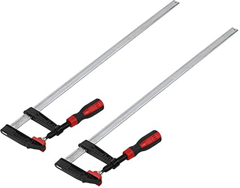 Schraubzwinge Set 80X600mm, 2 Stück Klemmzwinge Einhandzwinge F Klemmen DIY Handwerkzeug Kit mit Rutschfester Griff Temperguss, für Holzbearbeitung Kleben und Spleißen