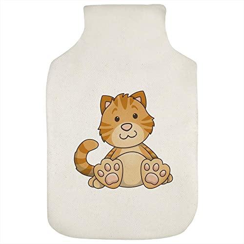 Azeeda 'Sitting Ginger Cat' Hot Water Bottle Cover (HW00022835) | Soft Fabric Case for Bedtime, Winter Warmth, Home and Gifts