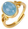 WLLDDDIU Ring Aus 925Er Sterlingsilber, Vergoldet, Im Vintage-Stil, Durchbrochen, Mit Ovalen Aquamarin-Intarsien, Offen, Verstellbare Ringe, Schmuckgeschenke Für Jungen, Mädchen, Männer, Frauen R