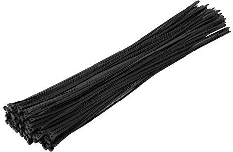 XINGO Black Cable Ties Heavy Duty 100 Pack, 450mm x 4.8mm with 50 lbs Strength, UV Resistant Long Nylon Cable Ties for Indoor and Outdoor Use