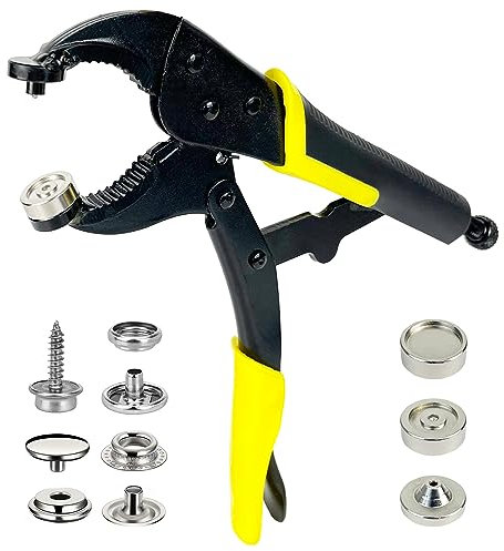 Schnappwerkzeug für Bootsabdeckungen, robustes Schnappverschluss-Werkzeug, Schnappbefestigungswerkzeug, 15 mm, Metall-Druckknöpfe, Reparatur-Bootsabdeckungen (gelb)