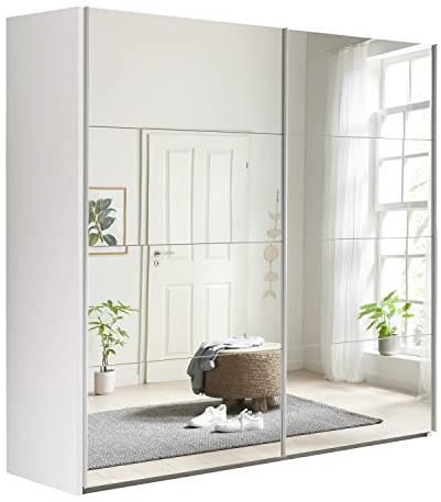 Composad | Armadio della Linea SYSTEMA, Armadio a 2 Ante Scorrevoli con Ante a Specchio, Camera da letto, (LxAxP) 250x223x67 cm, Colore Bianco, Made in Italy