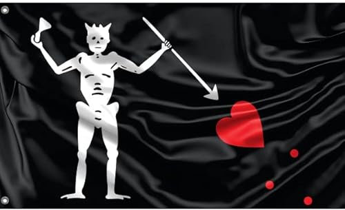 Edward Blackbeard Teach Piratenflagge | Einzigartiger Designdruck | Made in EU (90 x 150 cm)