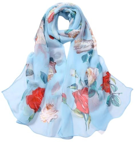 FAIRYGATE Chiffon-Schal Damen - Blaues Seidentuch für Sommer, Abendkleid & Festliche Anlässe - A5206
