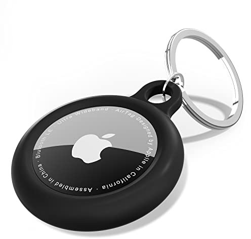 oakxco für Airtag Schlüsselanhänger, Schutzhülle Air Tag Hülle Silikon Anhänger Air Tag Schlüssel Halter Zubehör, Kompatibel Mit Apple Airtag Schlüsselbund Gepäckanhänger Case, Schwarz