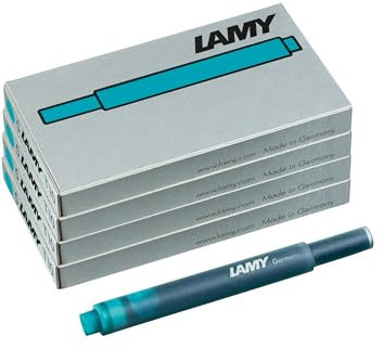 LAMY T10 4er Set Tintenpatronen mit großem Tintenvorrat - geeignet für alle Lamy Patronenfüllhaltermodelle - Inhalt 1,25ml je Patrone - 5 Stück pro Päckchen - Tintenfarbe türkis