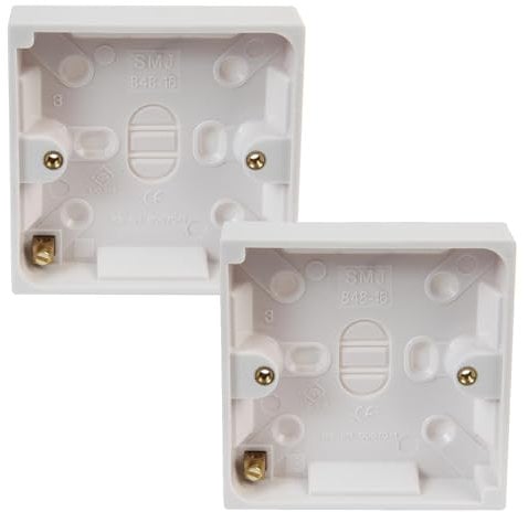 rhinocables Ethernet Back Box for Faceplates, Fits Wall Plate for Ethernet Cable Network Sockets Single Gang (2, 16mm)
