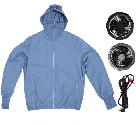 Marhynchus Herren-Lüfterjacke, USB-betriebener Ventilator, 3 Geschwindigkeiten, 12 V, Atmungsaktives, Klimatisiertes Hemd für Arbeiten bei Heißem Wetter, Outdoor-Aktivitäten (L)