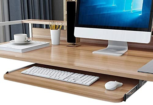 Adjustable Keyboard Tray Under The Sliding Home Desk - Ergonomic Platforms - Made of Wood and Sliding Rails