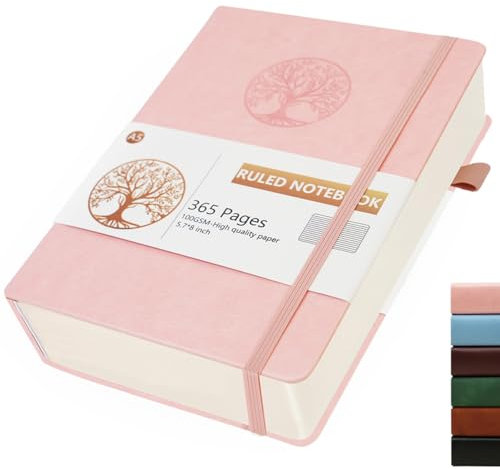 Dzhzal Liniertes Notizbuch mit Baummotiv, A5 365 Seiten College-Lineatur 100 gsm, Dicke Notizbücher zum Schreiben, Hardcover Leder Tagebuch für Frauen und Männer für Arbeit, Business, Schule