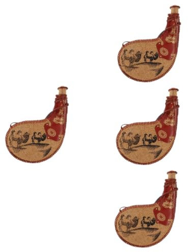 PRETYZOOM 4 Stück alter Wasserbeutel Wasserbeutel Bota Kantinenbeutel Kürbis Wasserflasche Weinhautbeutel trinkwasserbehälter Weinflasche mit Trageriemen tragbare bota Wasserbeutel aus Leder