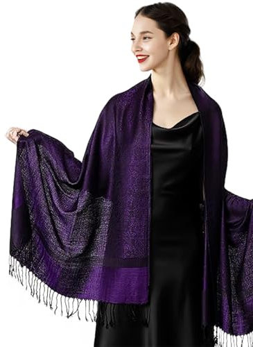 Shmily Girl Damen Pashmina Schal Stola für Frauen Schultertuch Eleganter Schal mit floralem Muster in vielen Farben(STY07-Lila)