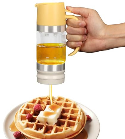 Dispensador de Miel Antigoteo, Tarro para Miel de 10,65oz, Tapas Superior E Inferior Extraíbles, Dispensador Miel que Mantiene la Miel Fresca, Accesorio de Cocina para Guardar Miel y Jarabe (Amarillo)